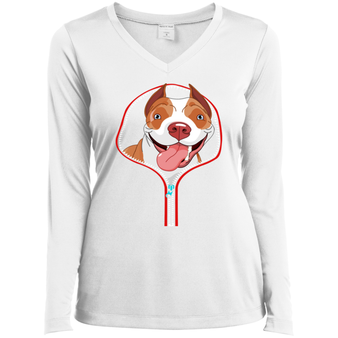 PITBULL ZIP-DOWN Ladies' LS Performance V-Neck T-Shirt