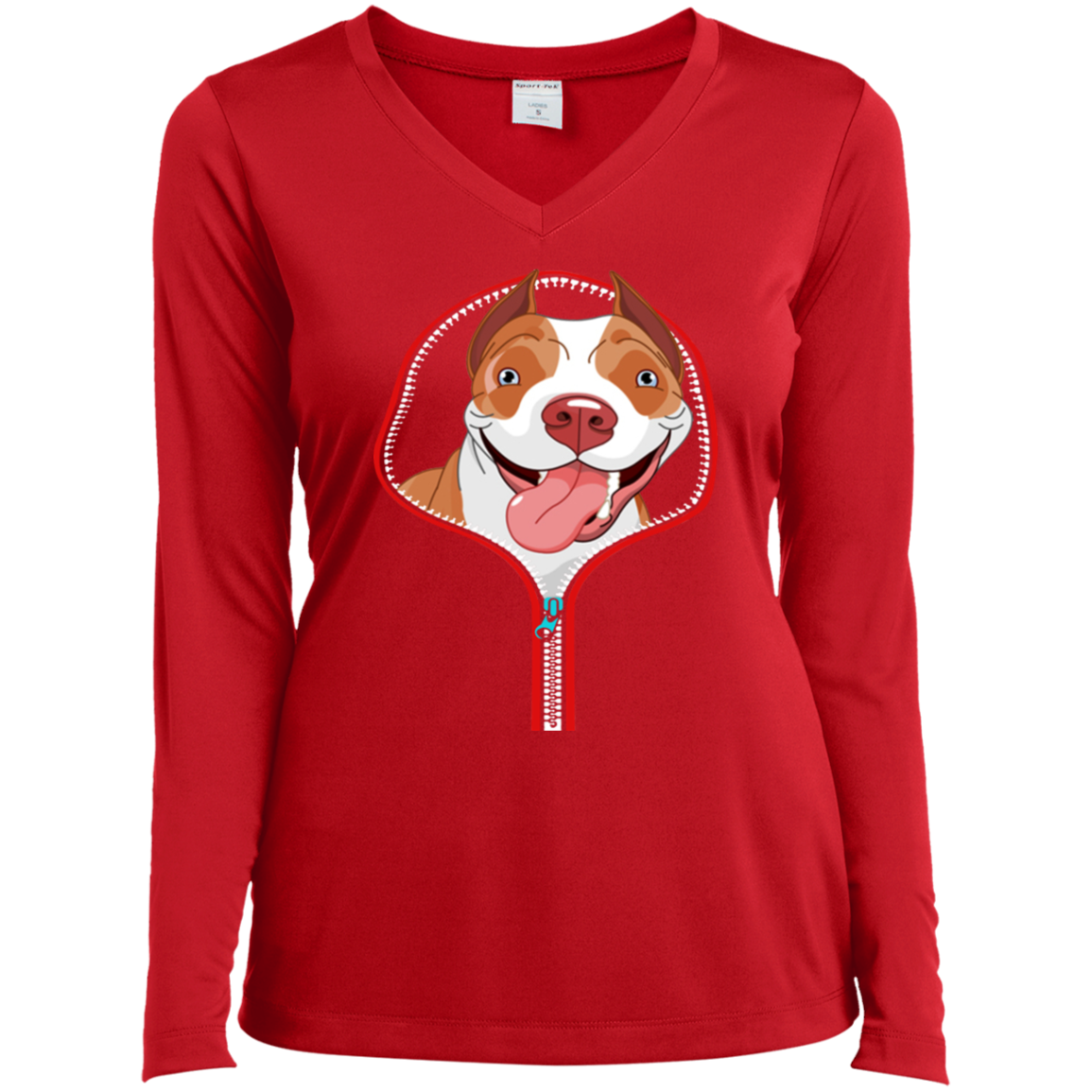 PITBULL ZIP-DOWN Ladies' LS Performance V-Neck T-Shirt
