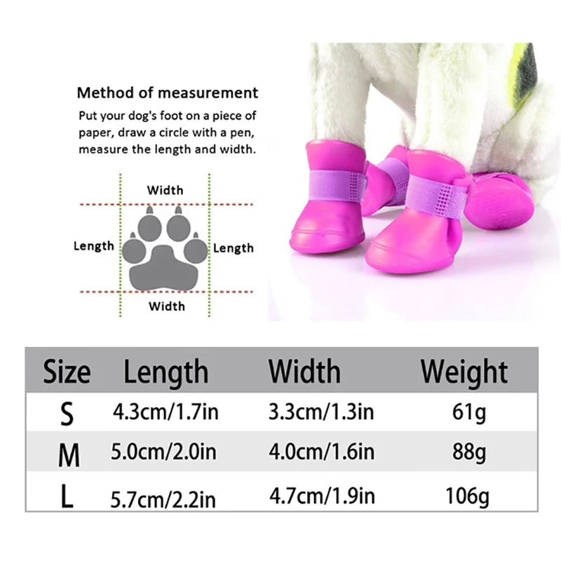 Waterproof Dog Shoes Rain Shoes for Dogs Anti-Slip Boots for Dogs Rubber Boots for Chihuahua York French Bulldog Pet Accessories