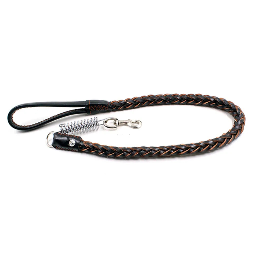 Heavy and Duty Large Dog Leash Genuine Leather Braided Dog Training Leash for Shepherd Bulldog Labrador Gold Retriever Pet Leads
