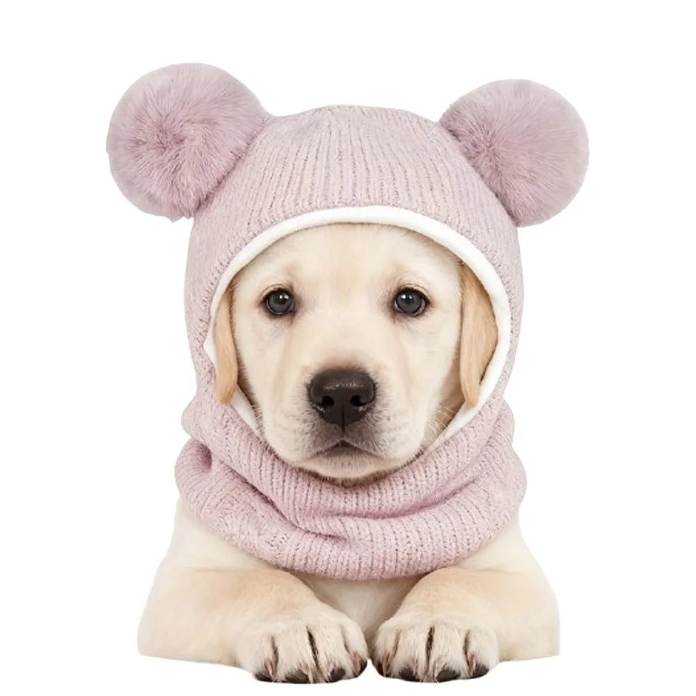 Funny Cute Pet Knitted Warm Hat Solid Color Hearing Protection Dog Ear Muffs Handmade Noise Reduction Pet Headgear Photography