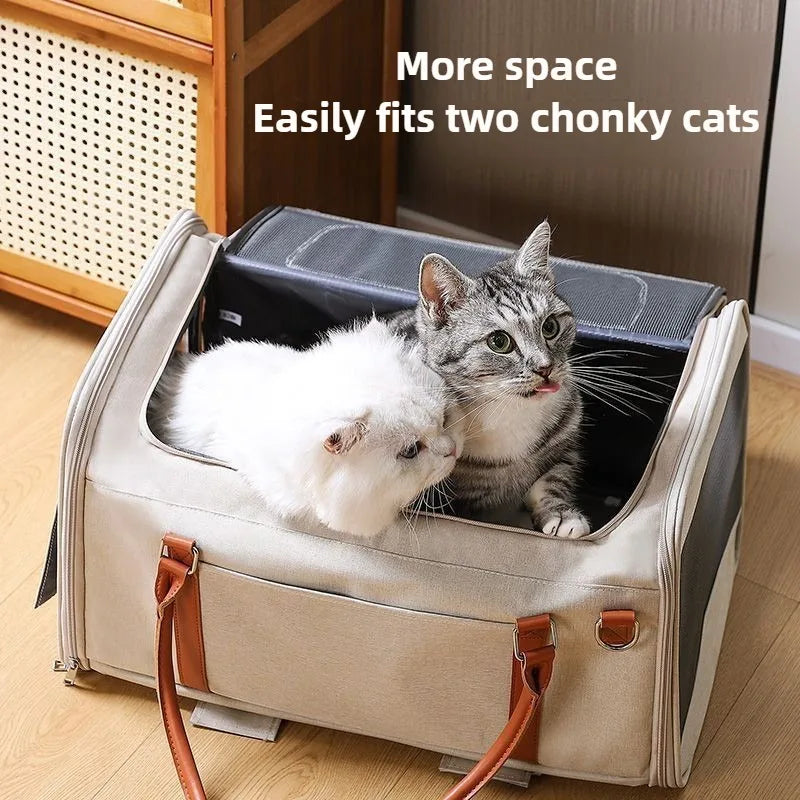 Breathable Pet Carrier with Wheels Foldable Outdoor Travel Cat Trolley Case for Cats and Dogs Large Portable Pet Trolley bag