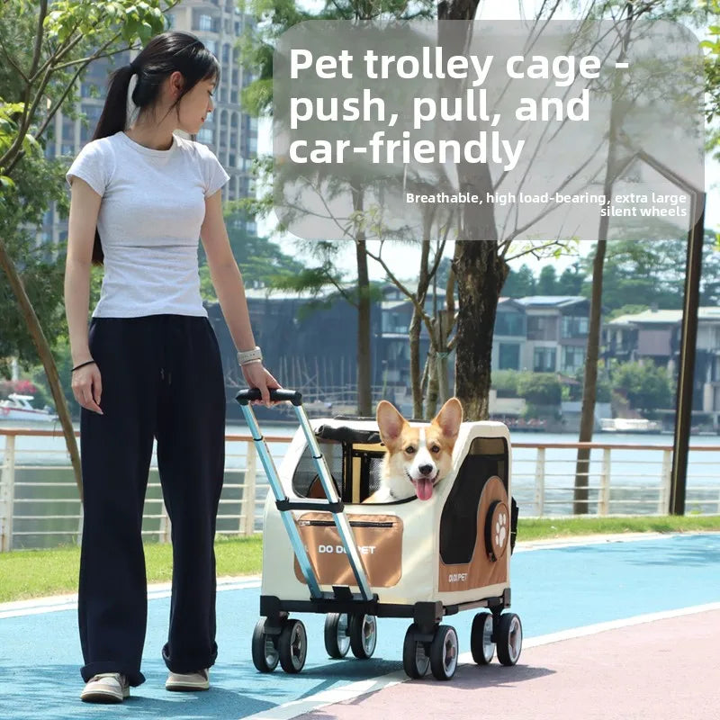 Portable Pet Carrier Rolling Suitcase — Foldable Travel Crate for Dogs & Cats