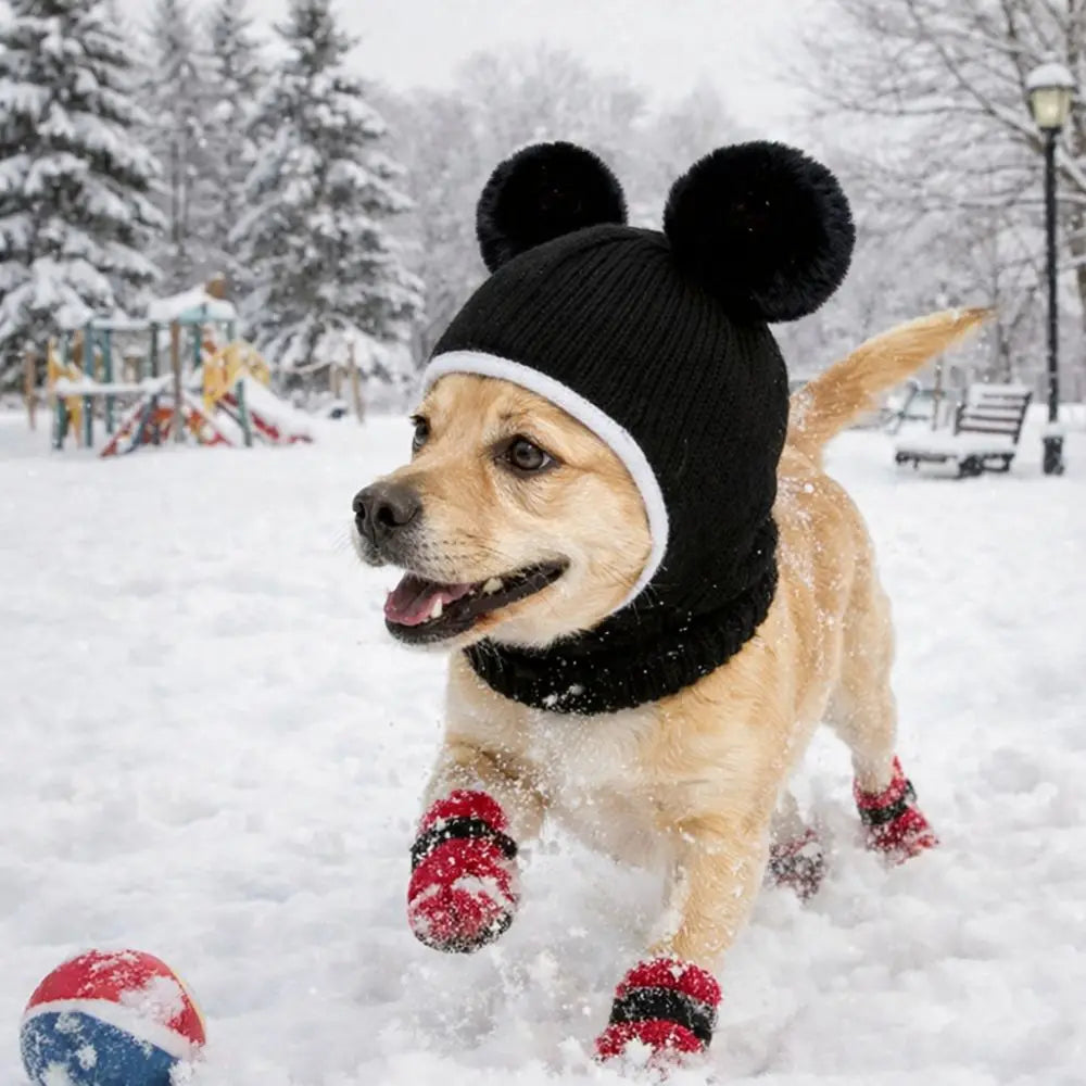 Funny Cute Pet Knitted Warm Hat Solid Color Hearing Protection Dog Ear Muffs Handmade Noise Reduction Pet Headgear Photography