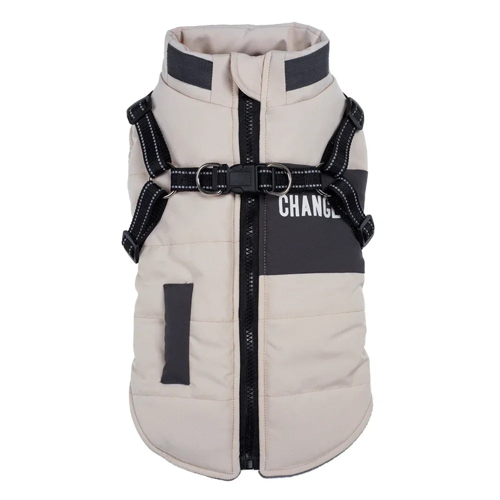 Pet Dog Jacket With Harness Winter Dog Clothes For Small Large Dogs Warm Waterproof Pet Coat Chihuahua Clothing Puppy Costumes