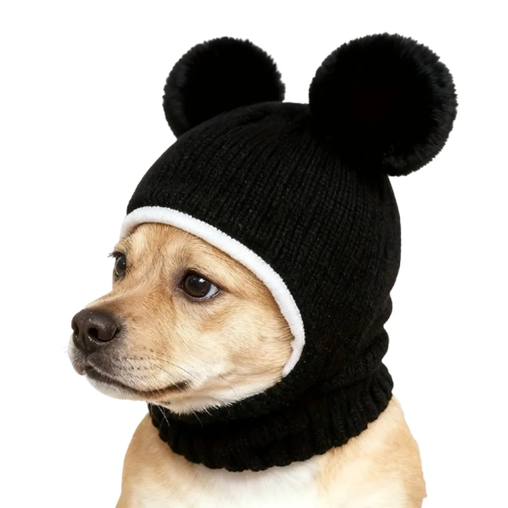 Funny Cute Pet Knitted Warm Hat Solid Color Hearing Protection Dog Ear Muffs Handmade Noise Reduction Pet Headgear Photography