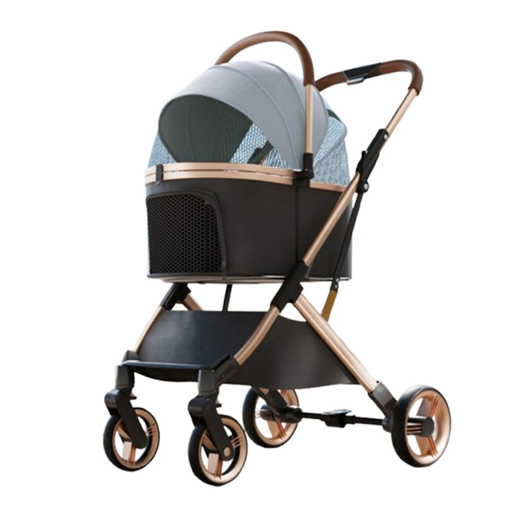 3 in 1 Detachable Pet Stroller for Dog Cat Foldable Travel Carrier up to 50lbs with Portable Carry Bag Storage Basket