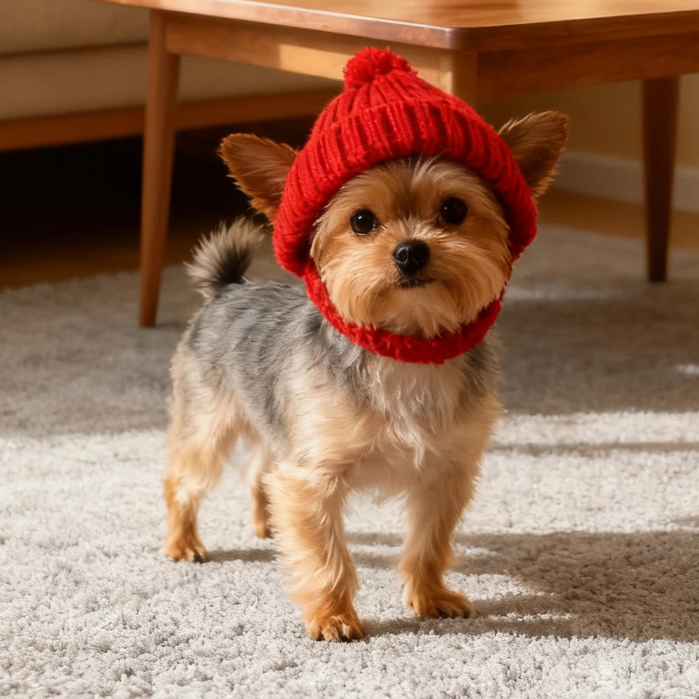 1 PC Warm Winter/Autumn Knitted Hat for Maltese Dogs Cute Hat To Keep Their Ears Warm Indoors  Outdoors for Pet Small Dogs Cats
