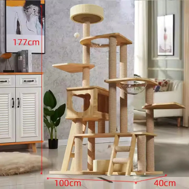 Modern Natural Cat Tree Simple Cat House Furniture With Sustainable Features Scratching Post Made Of Wood Sisal Fur
