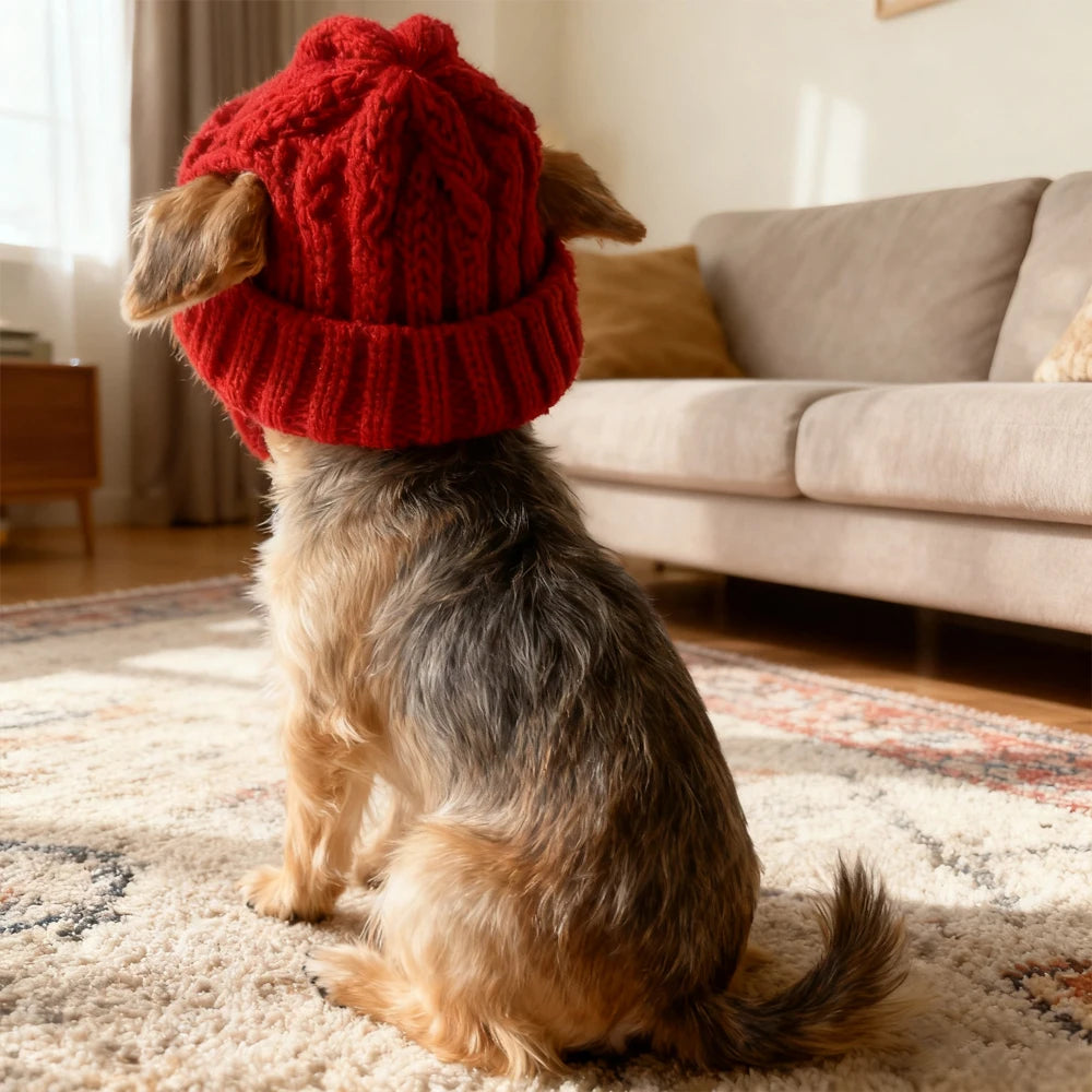 1 PC Warm Winter/Autumn Knitted Hat for Maltese Dogs Cute Hat To Keep Their Ears Warm Indoors  Outdoors for Pet Small Dogs Cats