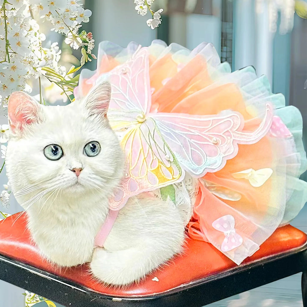 Pet clothes, summer items, thin summer dress for dogs, cat princess dress, butterfly poof dress, pet clothing, cat clothing, dre