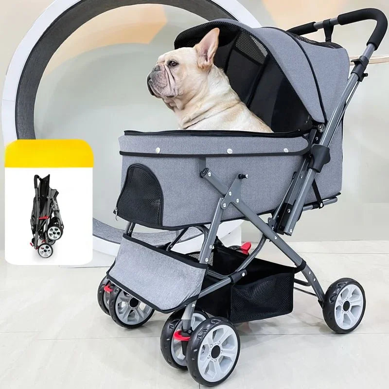 Lightweight Foldable Pet Stroller Medium-sized Dog Outdoor Travel Stroller Multifunctional Detachable Basket Portable Pet cart