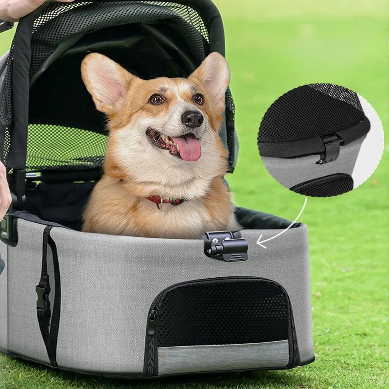 Lightweight Foldable Pet Stroller Medium-sized Dog Outdoor Travel Stroller Multifunctional Detachable Basket Portable Pet cart