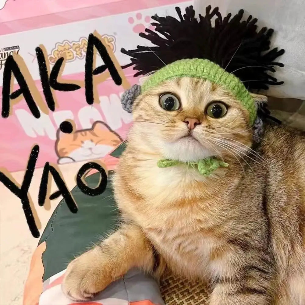 Funny Pet Hat Sphynx Devon Rex Cat Dog Headwear Punk Reggae Rock Style Cosplay Costume Decoration Accessory