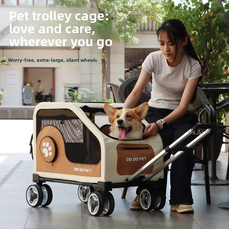 Portable Pet Carrier Rolling Suitcase — Foldable Travel Crate for Dogs & Cats