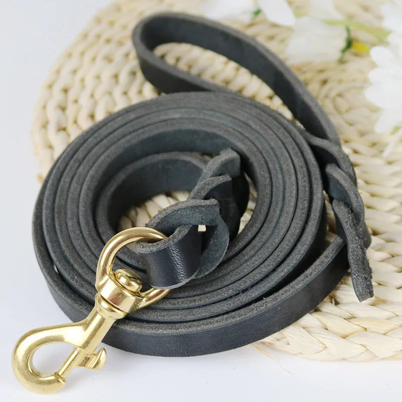 Genuine Leather Dog Leash Dogs Long Leashes Braided Pet Walking Training Leads Brown Black Colors For Medium Large Pet