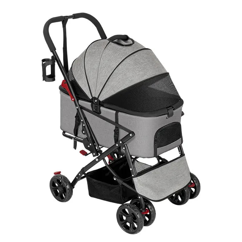 Lightweight Foldable Pet Stroller Medium-sized Dog Outdoor Travel Stroller Multifunctional Detachable Basket Portable Pet cart