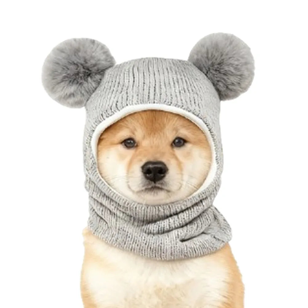 Funny Cute Pet Knitted Warm Hat Solid Color Hearing Protection Dog Ear Muffs Handmade Noise Reduction Pet Headgear Photography