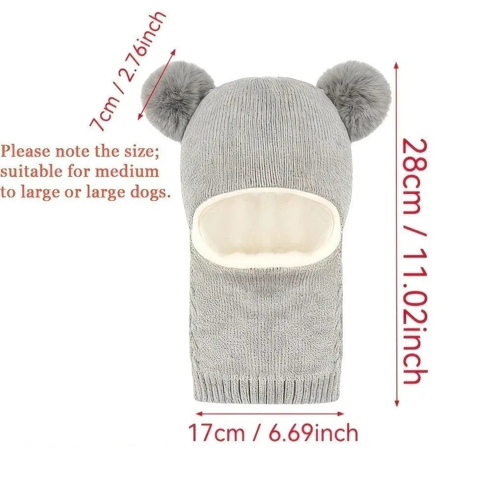 Funny Cute Pet Knitted Warm Hat Solid Color Hearing Protection Dog Ear Muffs Handmade Noise Reduction Pet Headgear Photography