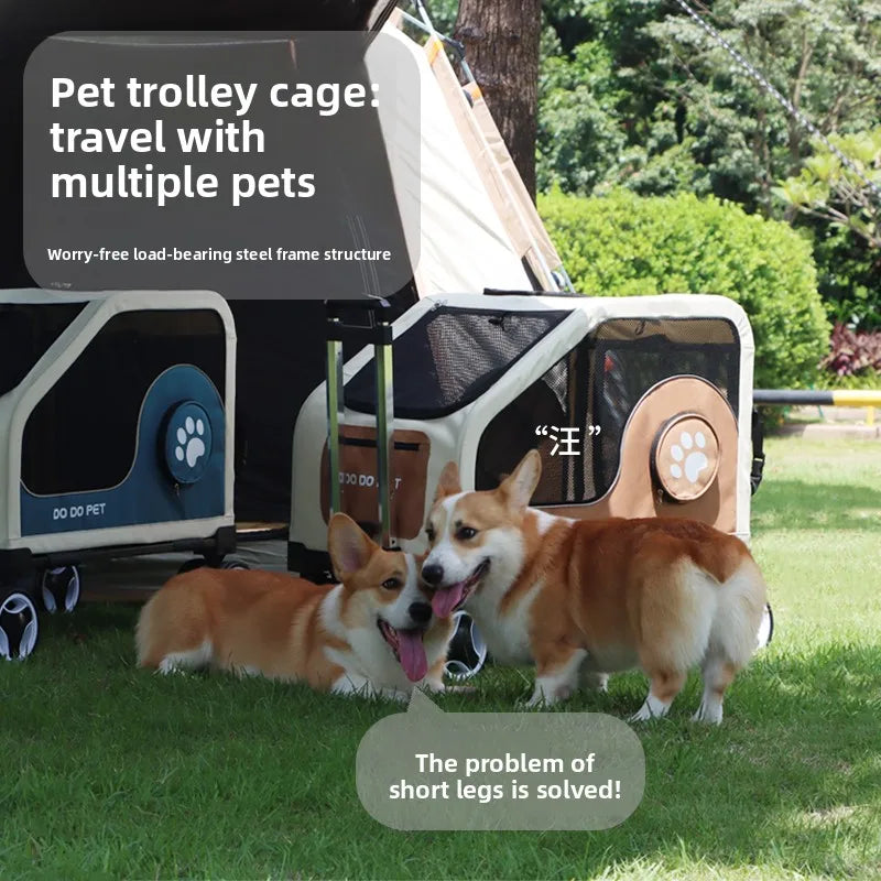 Portable Pet Carrier Rolling Suitcase — Foldable Travel Crate for Dogs & Cats