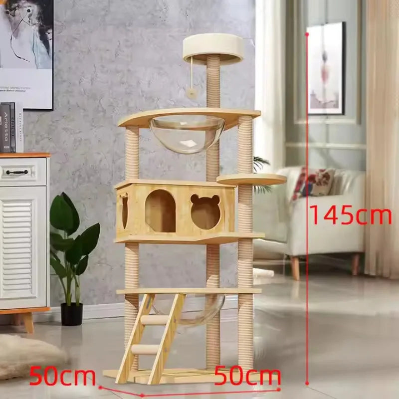 Modern Natural Cat Tree Simple Cat House Furniture With Sustainable Features Scratching Post Made Of Wood Sisal Fur