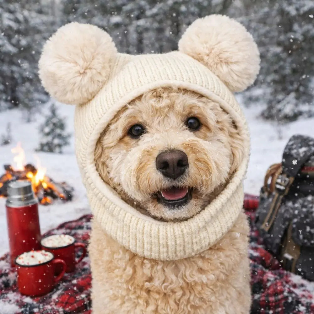 Cute Pet Knitted Warm Hat Noise Reduction Hearing Protection Dog Calming Earmuff Solid Color Comfortable Dog Ear Muffs