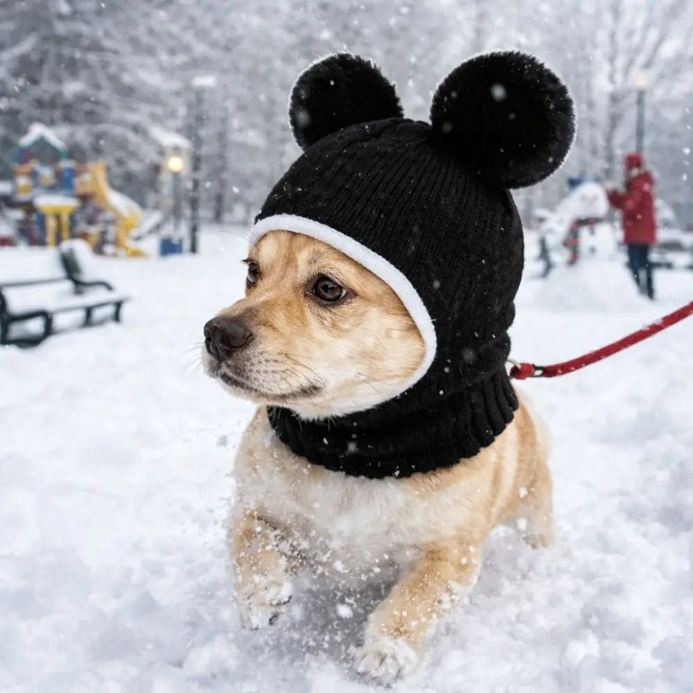 Funny Cute Pet Knitted Warm Hat Solid Color Hearing Protection Dog Ear Muffs Handmade Noise Reduction Pet Headgear Photography