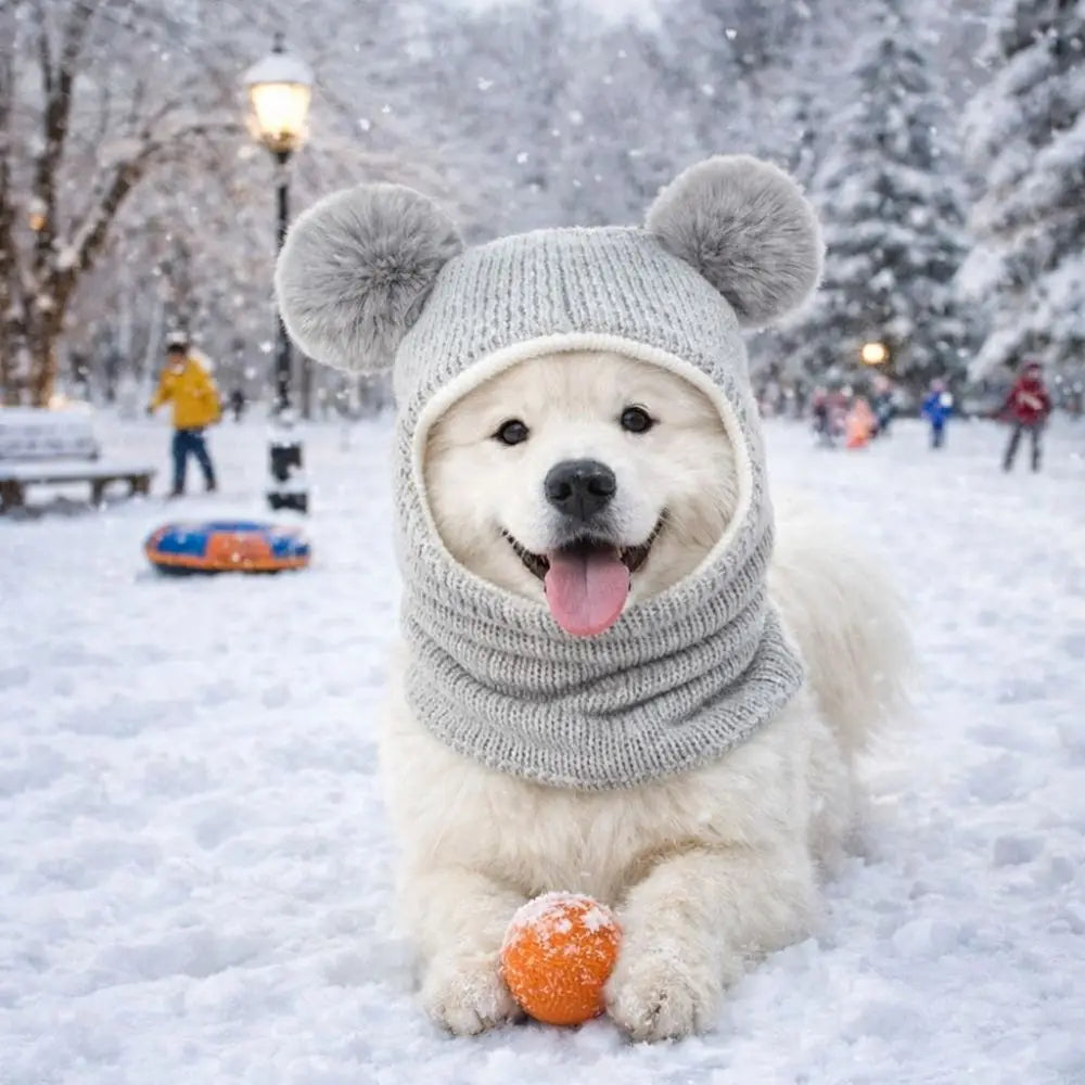Funny Cute Pet Knitted Warm Hat Solid Color Hearing Protection Dog Ear Muffs Handmade Noise Reduction Pet Headgear Photography