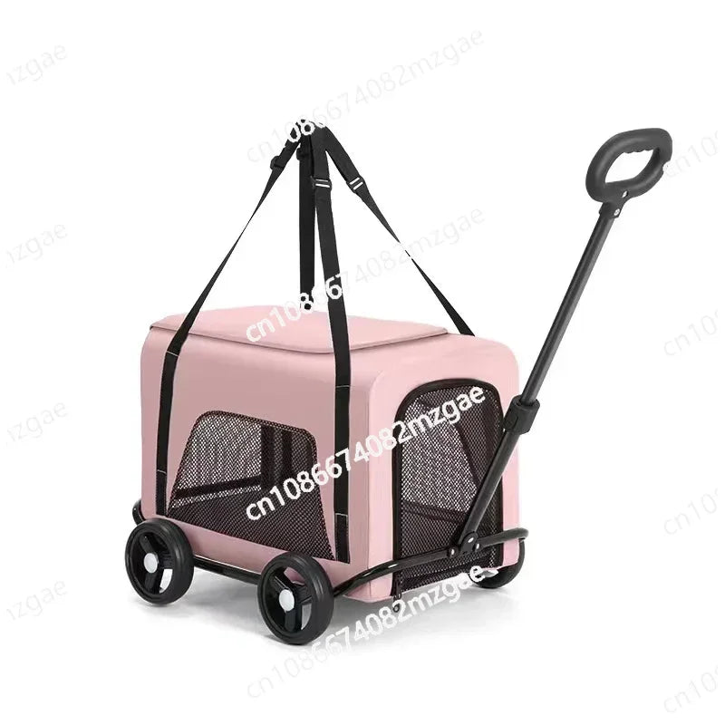 Wholesale Lightweight 4-Wheel Pet Travel Trolley Detachable Dog Stroller Pet Carrier Bag for Cats and Dogs