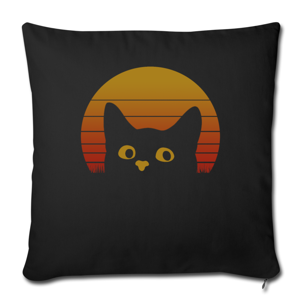 Vintage Eighties Style Cat Throw Pillow Cover 17.5” x 17.5”