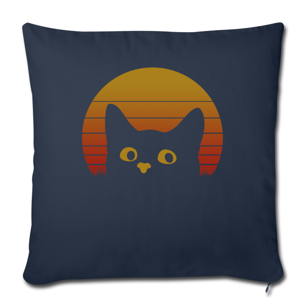 Vintage Eighties Style Cat Throw Pillow Cover 17.5” x 17.5”